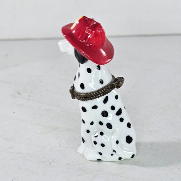 Dalmatian Firefighter Trinket Box Figurine Midwest Of Cannon Falls Spotted Dog - Picture 5 of 8